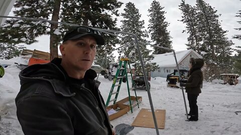 shelter Logic for skid steer, wife gives a hand