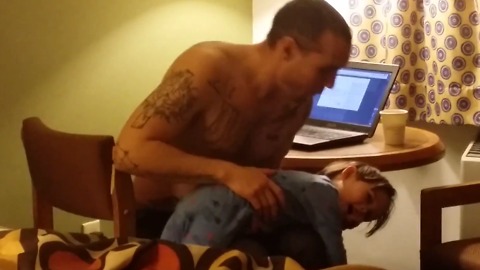 Baby jumps for the chance to get a spanking 