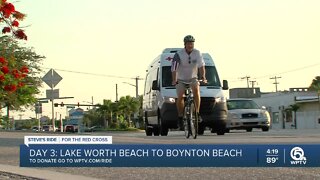 Steve Weagle arrives in Boynton Beach on 'Ride for the Red Cross'