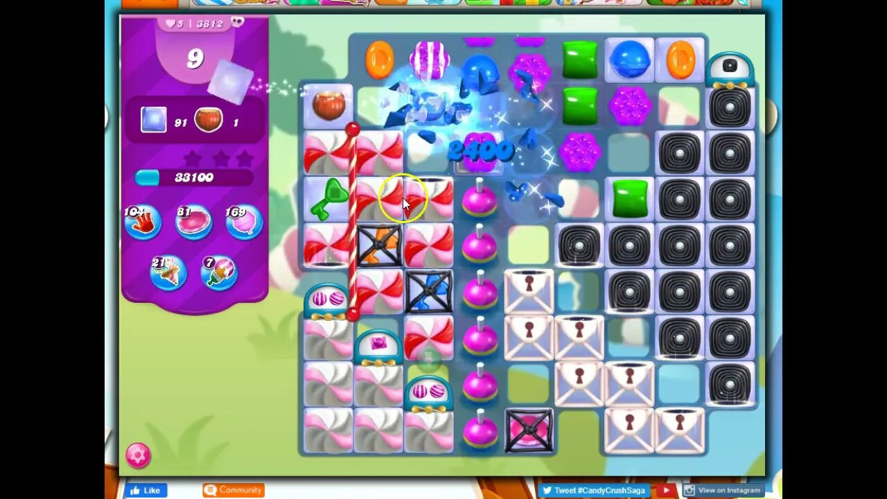 Candy Crush Level 3812 Talkthrough, 22 Moves 0 Boosters