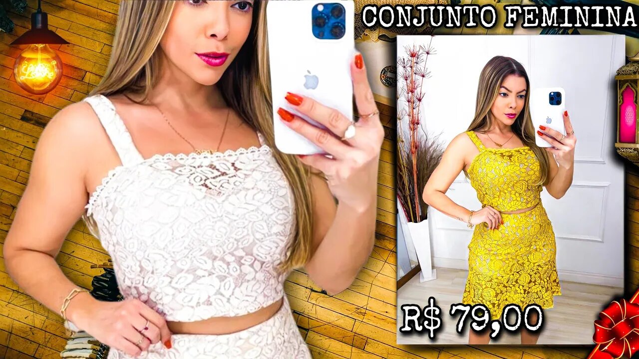 Roupas Femininas Conjuntos Cropped e saía Calcinha Renda Babado!