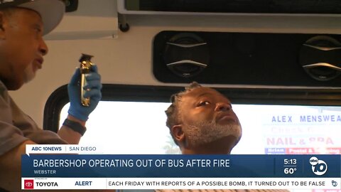 Big-Cuts Baber operating out of bus after fire in Webster destroyed their business