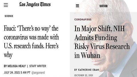 TRIP DOWN MEMORY LANE: Fauci Lies about his part in 'Gain of Function' at WuHan 🦇🧪🦠