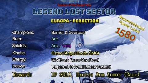 Destiny 2 Legend Lost Sector: Europa - Perdition on my Warlock 1-25-23