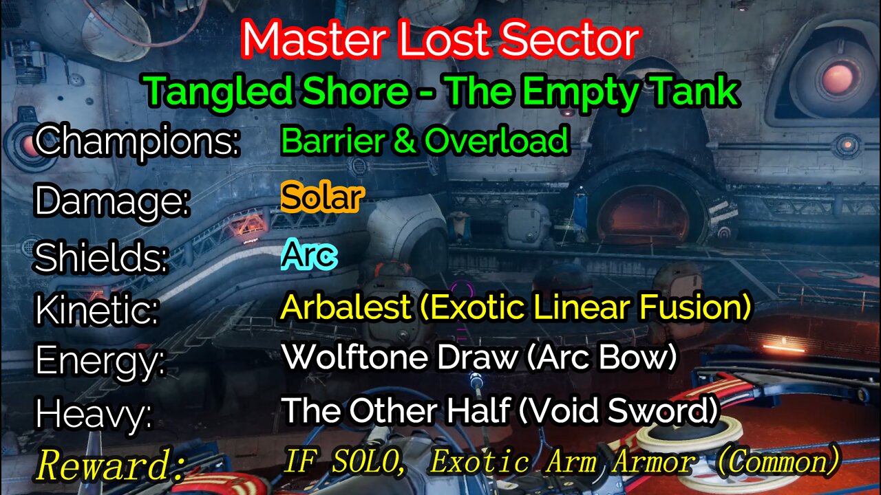 Destiny 2 Master Lost Sector: The Empty Tank on the Tangled Shore 2-20-22
