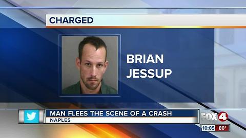 Man flees scene of a crash