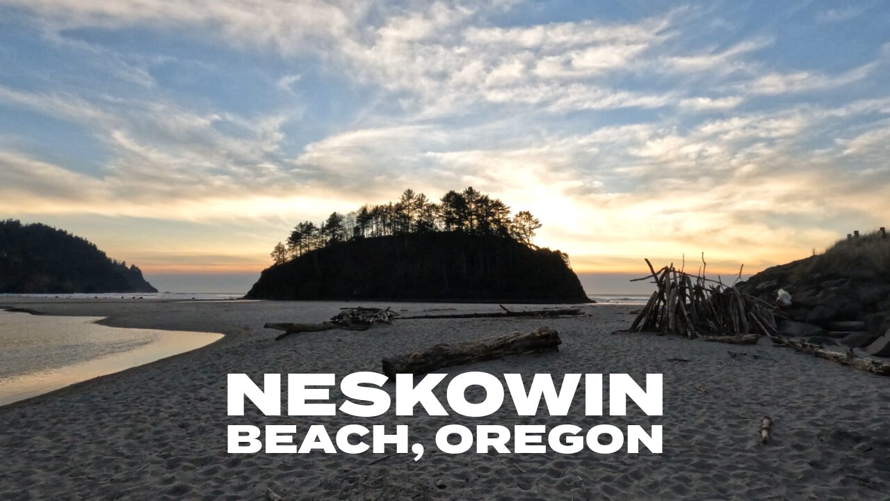 Neskowin Beach, Oregon 4K Virtual Sunset Walk On The Pacific Ocean