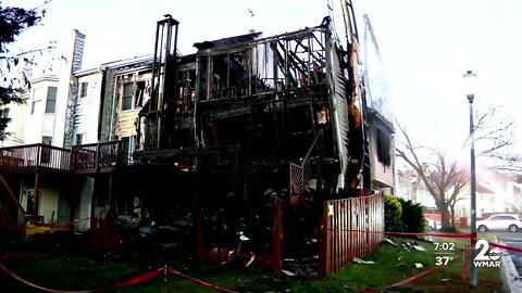 Woman in critical condition after overnight fire rips through Odenton townhome