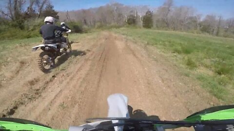 Krista tries a rekluse for the first time, rips my KX250 on the turn track!