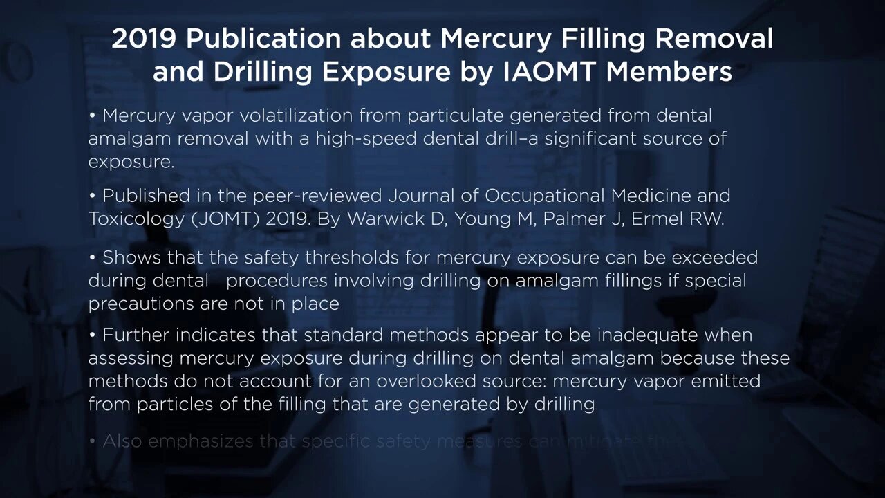 SMART: 2019 Publication about Mercury Filling Removal and Drilling Exposure by IAOMT Members