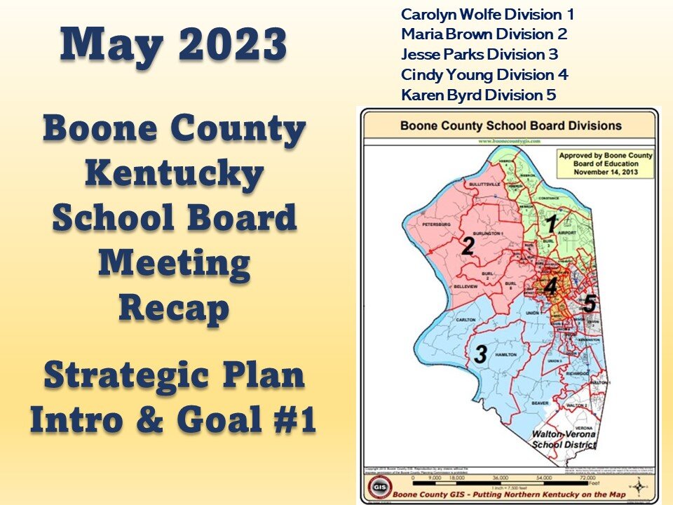 Boone Co. Ky May’23 School Board Mtg. Recap Strategic Plan Goal #1