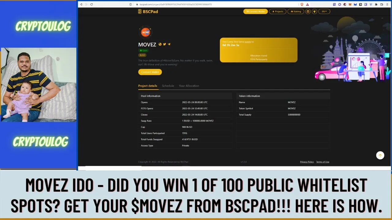 Movez IDO - Did You Win 1 Of 100 Public Whitelist Spots? Get Your $MOVEZ From BSCPAD!!! Here Is How.