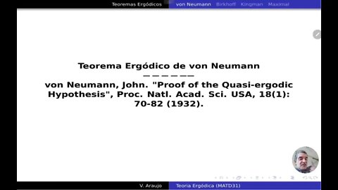 Teoria Ergódica: Teorema Ergódico de Birkhoff/von Neumann. Prova do Teorema de von Neumann