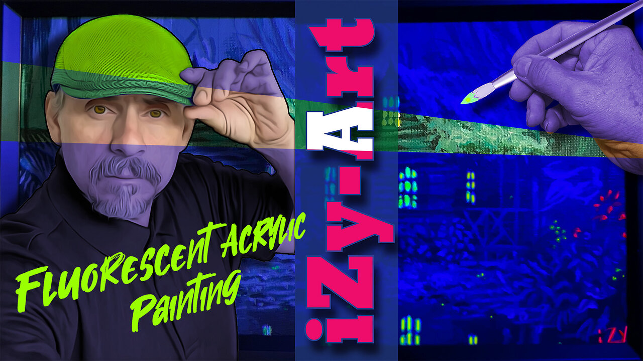 Izy-Art: The House in the Swamp Painting with Fluorescent Acrylic Paint