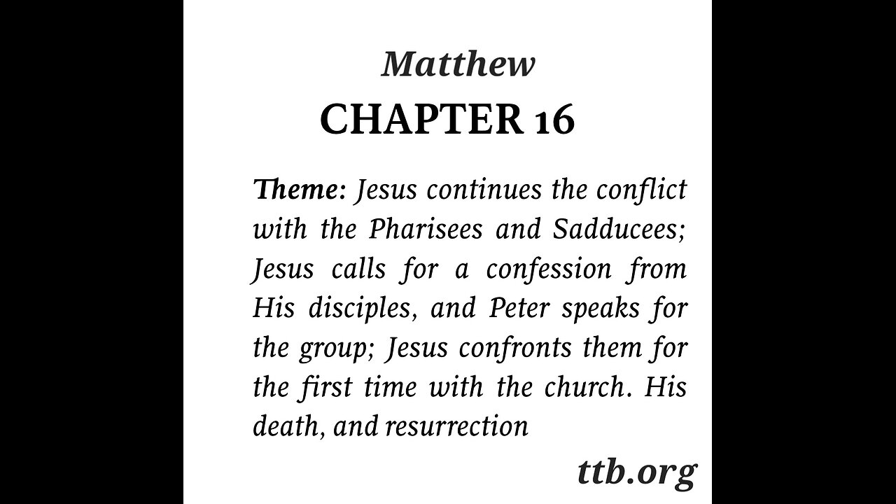 Matthew Chapter 16 (Bible Study)