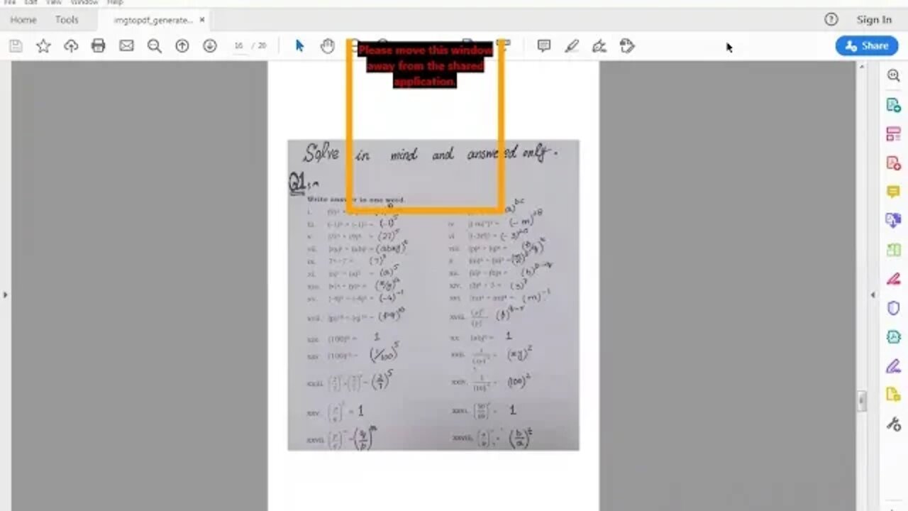 Class 7th Maths A Exponenet Assignment 5 21 07 2020
