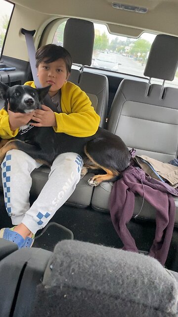 Philip and his first puppy Maxine. Maxine and her first boy Philip .