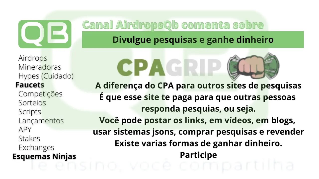 #Faucet - #Pesquisa - #Cpagrip - Gere link para outras pessoas responderem e você ganhar com isso.