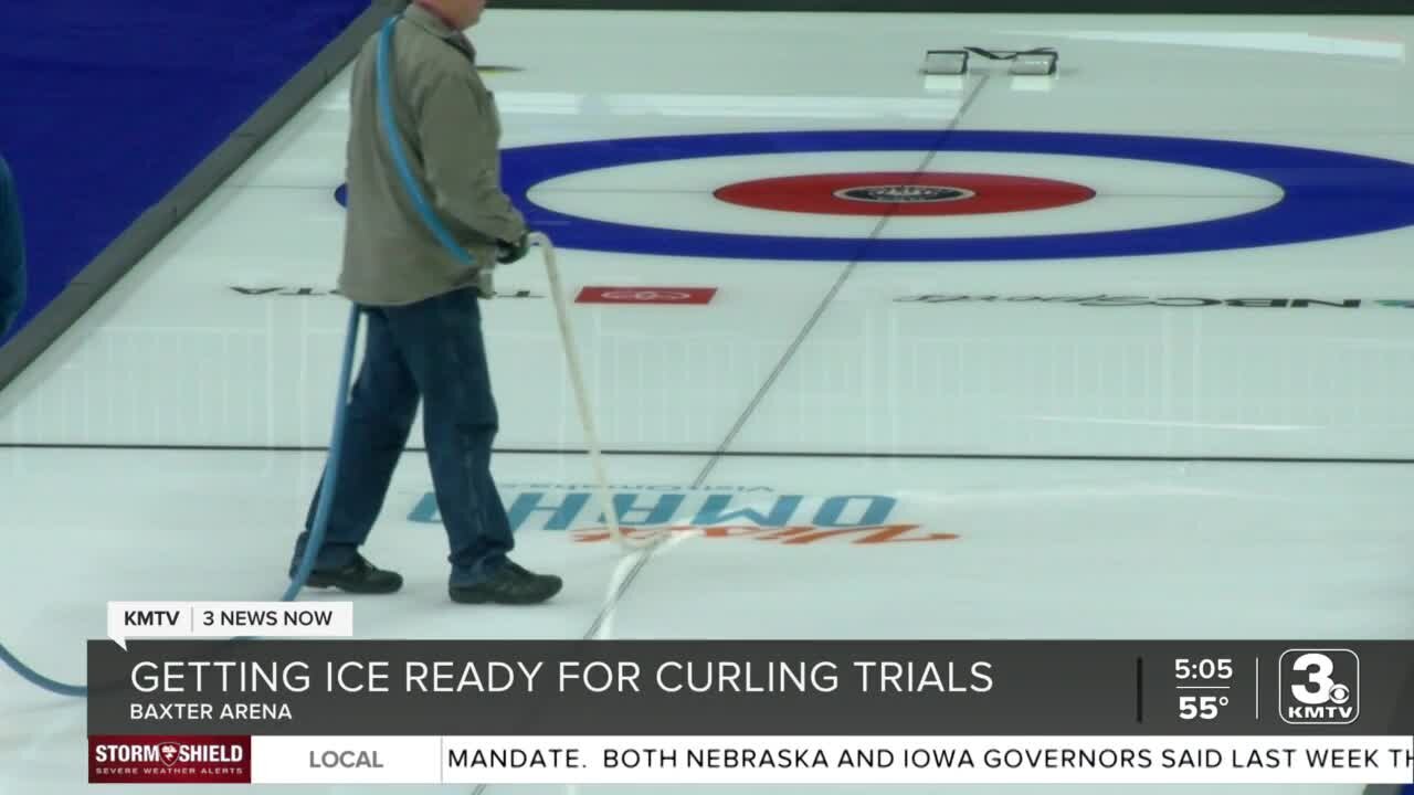 Baxter Arena preparing to host US Olympic Curling Trials Friday; ice installation in progress