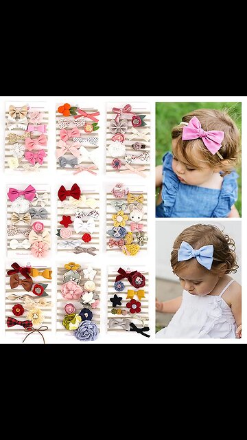10Pcs/Set Flower Baby Headbands Elastic Nylon Hairbands Fabric Bow Leopard Headwraps