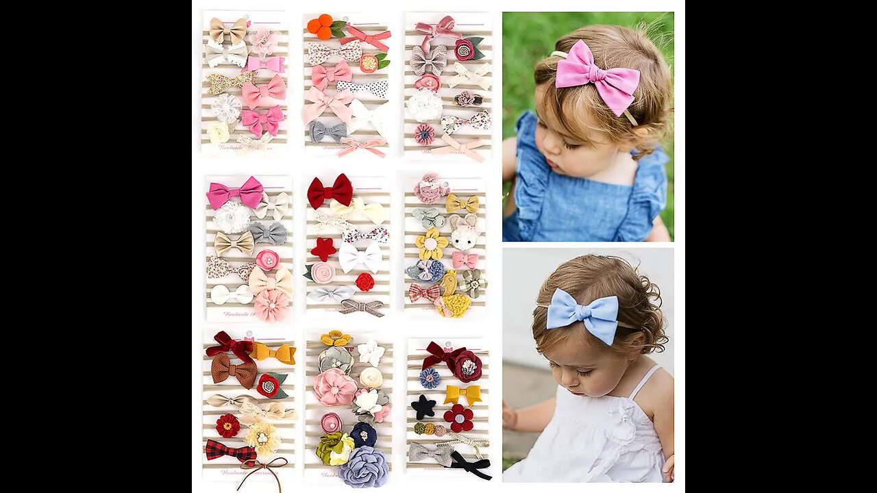 10Pcs/Set Flower Baby Headbands Elastic Nylon Hairbands Fabric Bow Leopard Headwraps