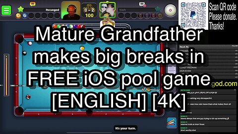 Mature Grandfather makes big breaks in FREE iOS pool game [ENGLISH] [4K] 🎱🎱🎱 8 Ball Pool 🎱🎱🎱[reRun]