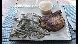 Breaded Pork Chops & Green Bean Casserole