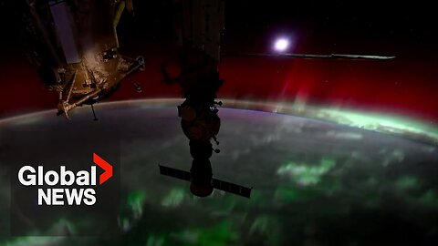 Stunning aurora borealis timelapse from space