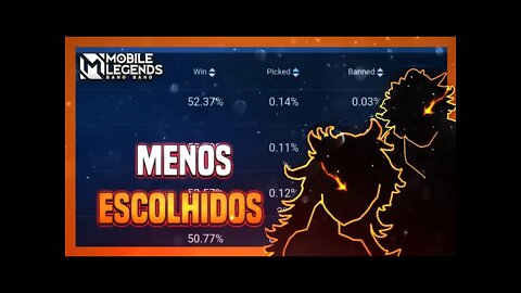 OS 10 HERÓIS MENOS ESCOLHIDOS DO MOBILE LEGENDS