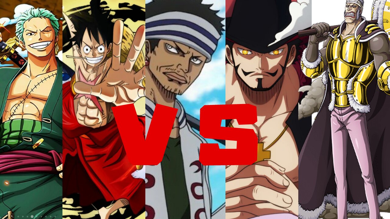 luffy zoro vs don krieg mihawk gin