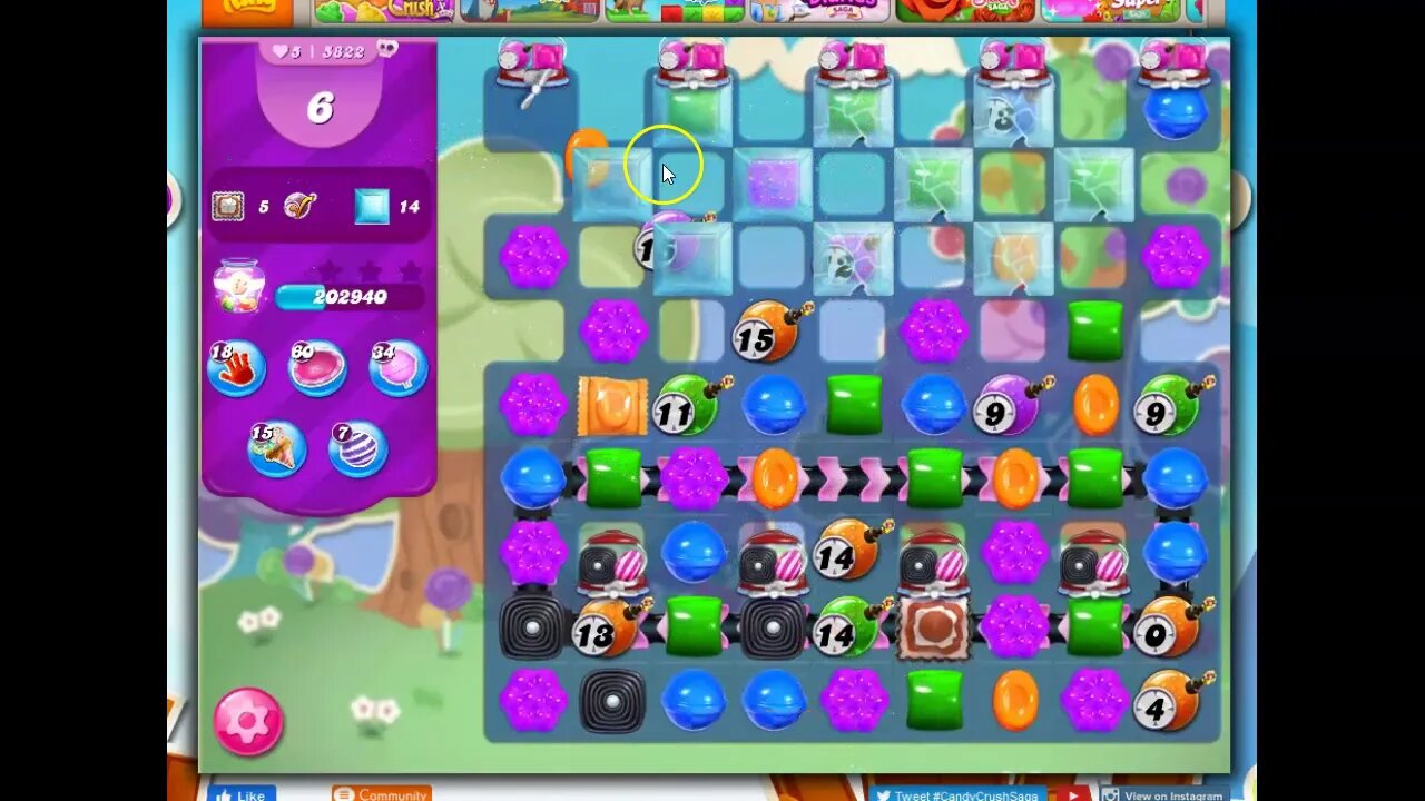 Candy Crush Level 5822 Talkthrough, 23 Moves 0 Boosters