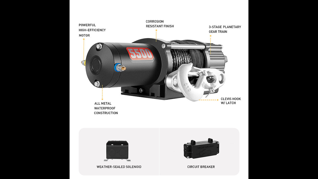 Review ZEAK 5500 lb Synthetic Rope Winch, with Wireless Remote Bracket, Handlebar Switch, for A...