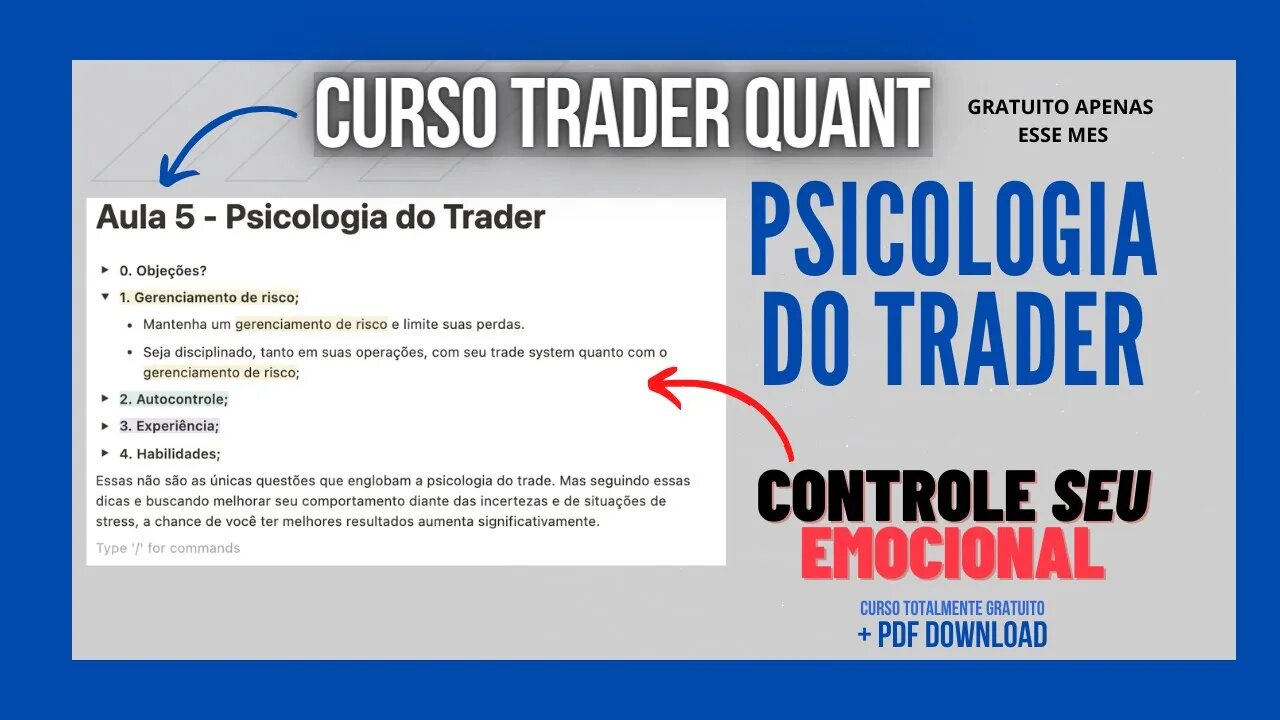 ✅Aula 01 | Psicologia do Trader, Controle seu Psicológico nos trades