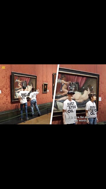 'Just Stop Oil' Globalist Shills Smash Painting with Hammers at the National Gallery, London 🖼️🔨