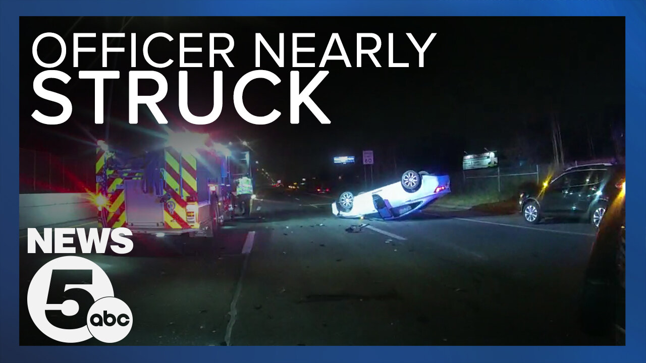 Officer dodges speeding car in series of crashes