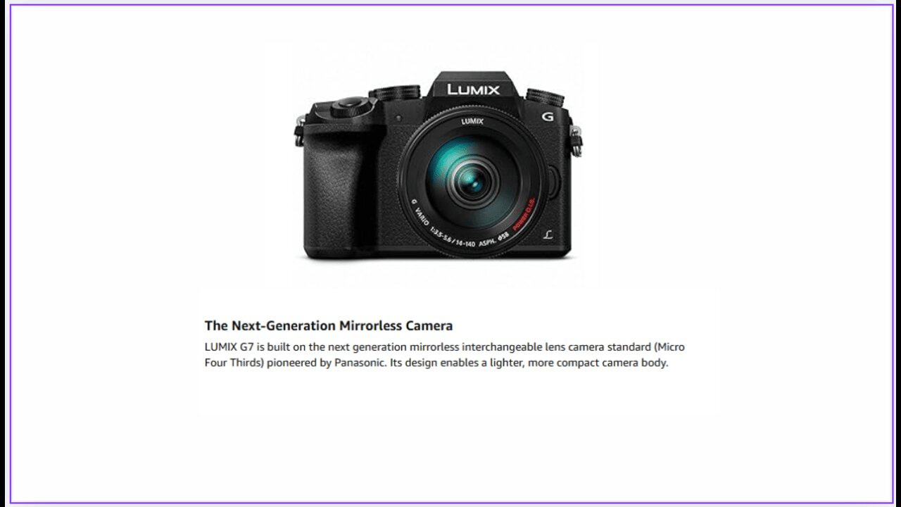 Panasonic LUMIX G7KS 4K Mirrorless Camera