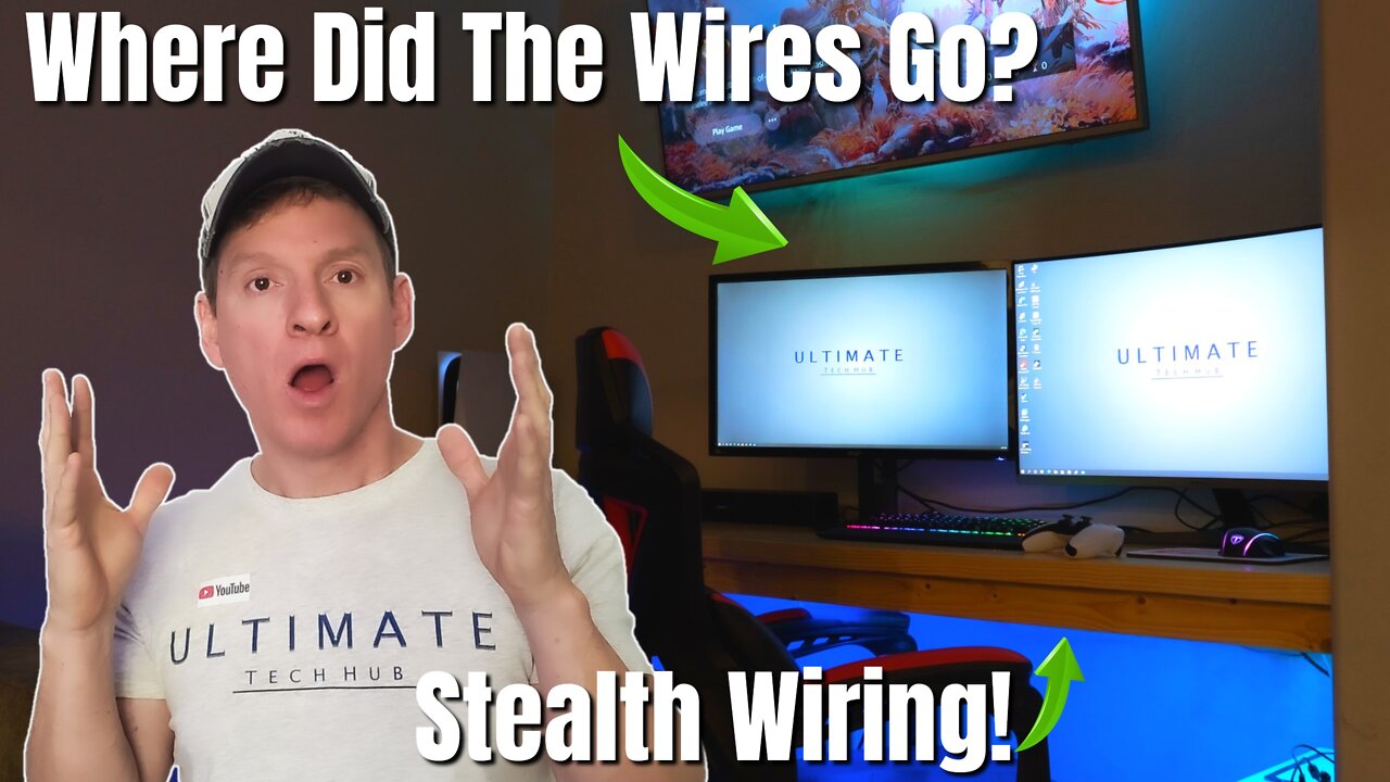 How to hide TV wires in 5 minutes: Stealth wires inside floating desk