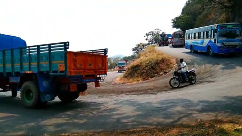 Truck driver Excellent Driving Turn Heavy Truck On Deadly Ghat Turnings hills