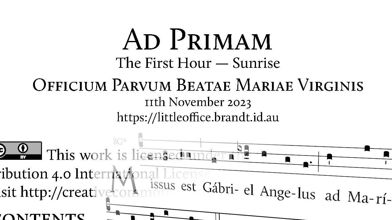 Little Office Prime in Advent - Officium Parvum Prima in Adventu