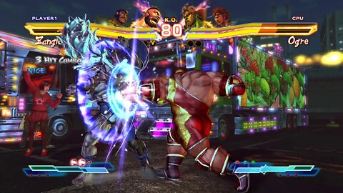 Street Fighter X Tekken: MEGA MAN (Swap Costume) & Zangief vs Hwoarang & Ogre - 1440p No Commentary