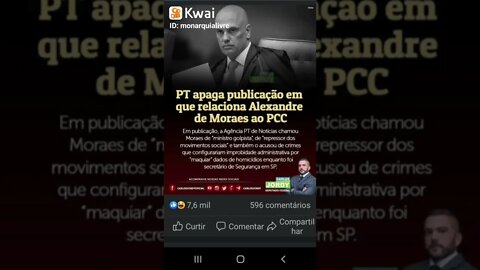 PT apaga publicação que relaciona Alexandre de Moraes ao PCC