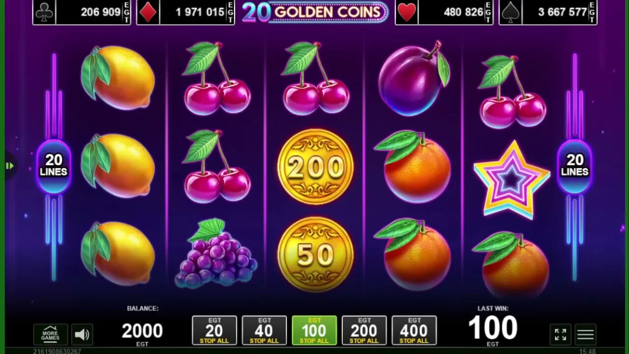 20 Golden Coins EGT