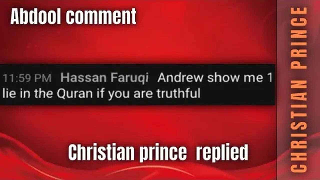 Abdool comment - show me 1 lie - Christian Prince reply