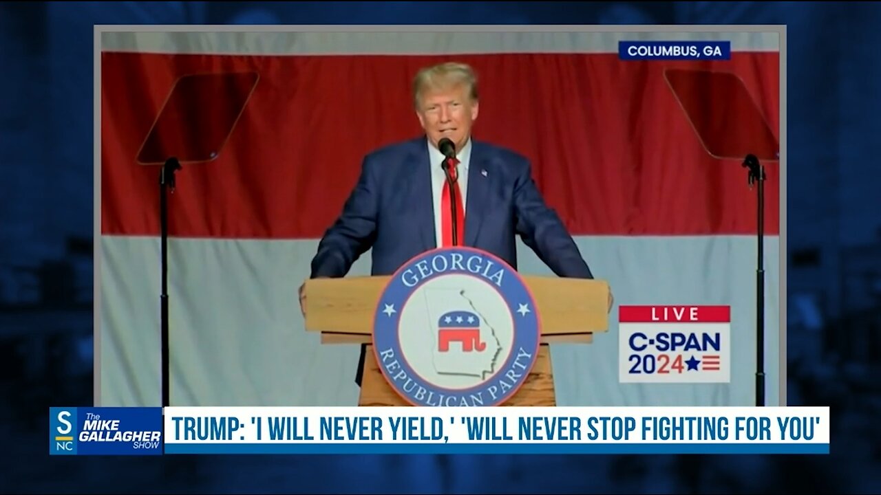 Trump states that he will never yield or be deterred from fighting for America during his weekend rally