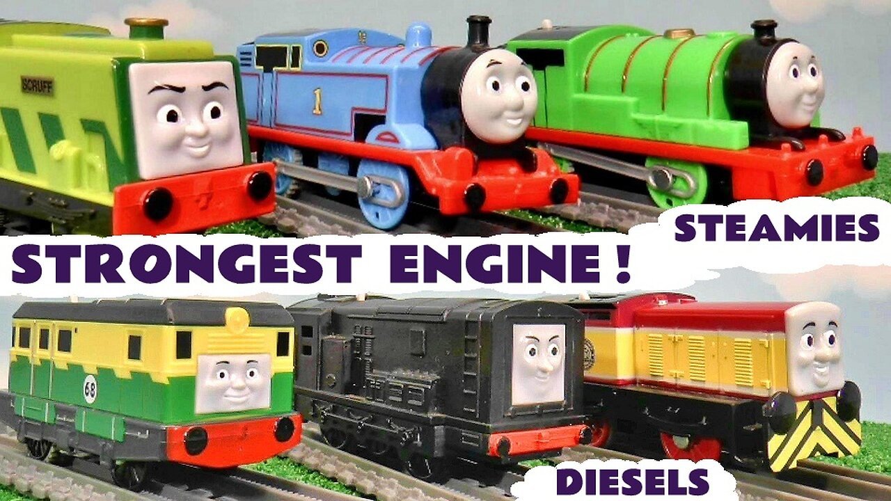 STRONGEST Engine Thomas Toy Train Story With Steamies And Diesels #toys #trains