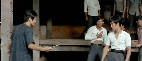 Cross kick Studio Films Bruce Lee Front kicks against knife