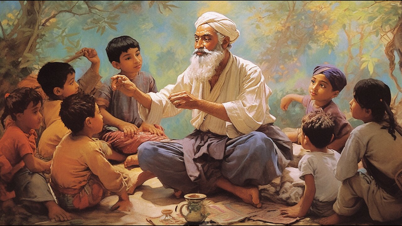 Rabi in paradise give lesson to his students.