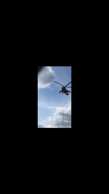 Mi-24 passage at low altitude in Donbass