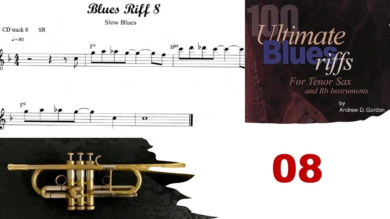 100 Ultimate Blues Riffs (Bb) by Andrew D. Gordon 008 - Sax, Trumpet and Play-along (Minor Blues)