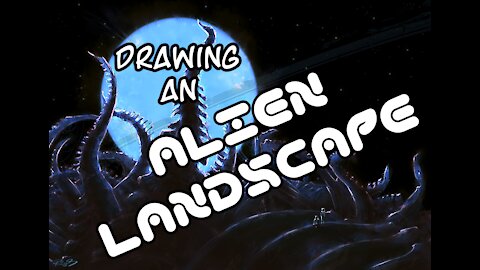 Concept Art: Drawing alien planets (timelapse from Twitch stream)